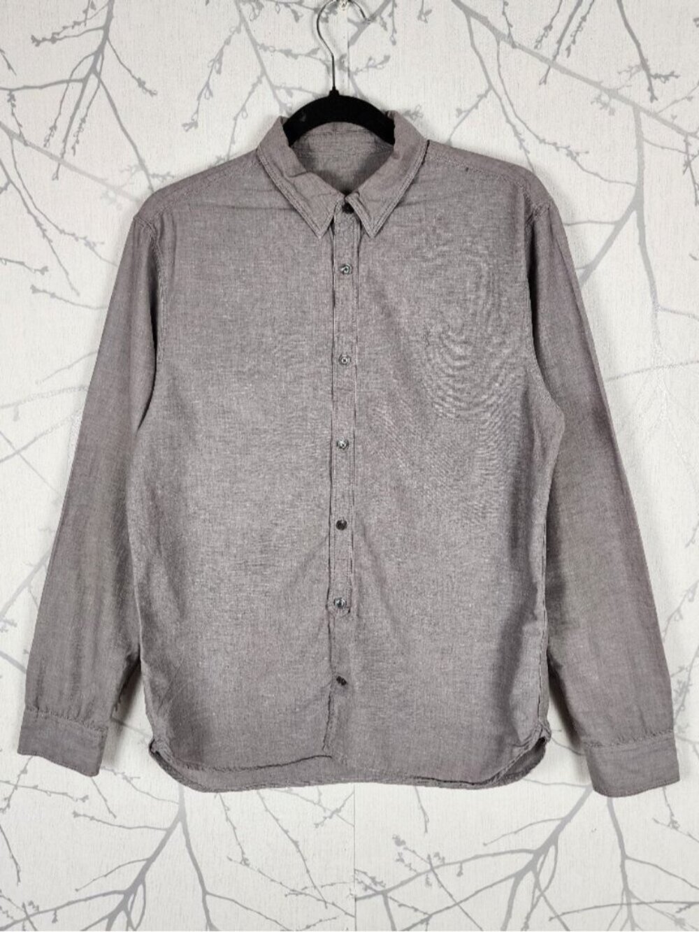 All Saints Tan Taupe Cotton Button Front Tulare Shirt
